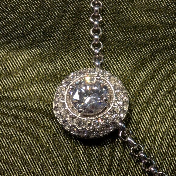 AVA Nadri Cubic Zirconia and Crystal Station Lariat Necklace in White Rhodium Br - Picture 5 of 8